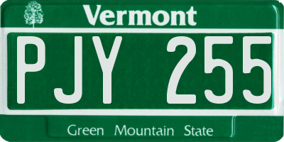 VT license plate PJY255