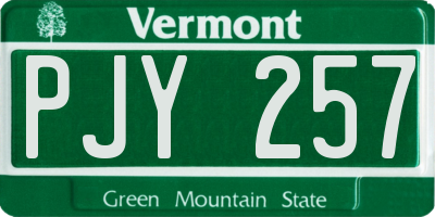 VT license plate PJY257
