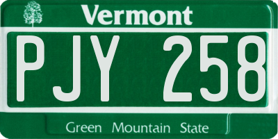 VT license plate PJY258