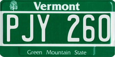 VT license plate PJY260