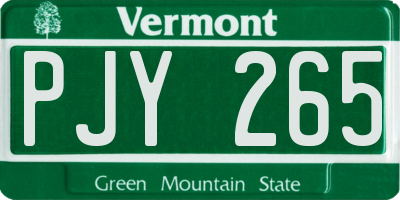 VT license plate PJY265