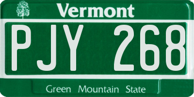 VT license plate PJY268