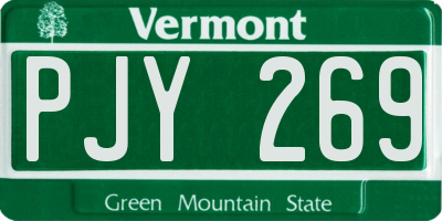 VT license plate PJY269