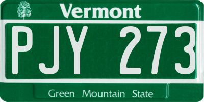 VT license plate PJY273