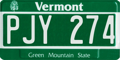 VT license plate PJY274