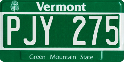 VT license plate PJY275