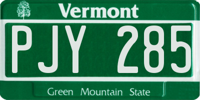 VT license plate PJY285