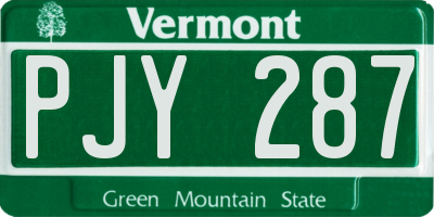 VT license plate PJY287