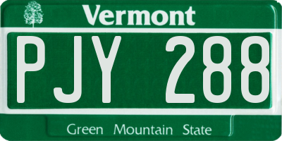 VT license plate PJY288