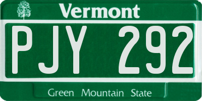 VT license plate PJY292