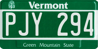 VT license plate PJY294