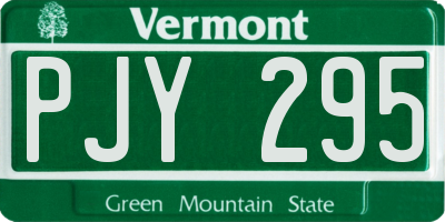 VT license plate PJY295