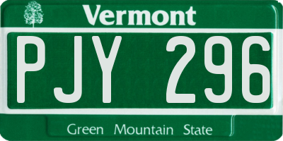 VT license plate PJY296