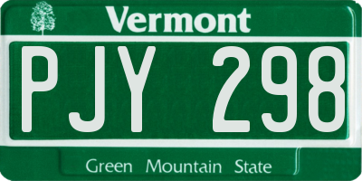 VT license plate PJY298