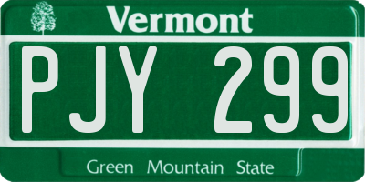 VT license plate PJY299