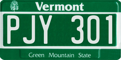 VT license plate PJY301