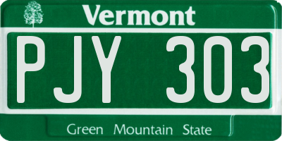 VT license plate PJY303