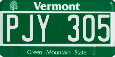 VT license plate PJY305