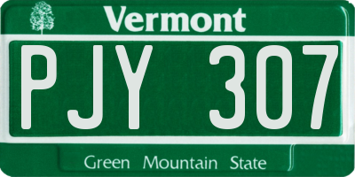 VT license plate PJY307