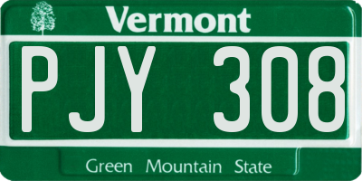 VT license plate PJY308