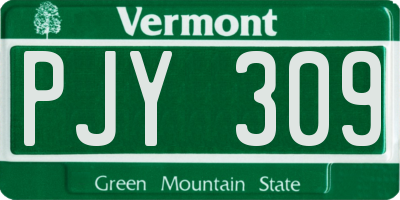 VT license plate PJY309