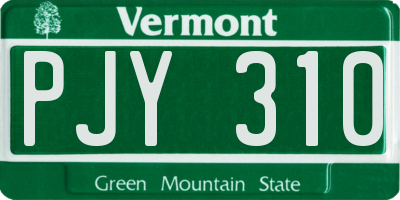 VT license plate PJY310
