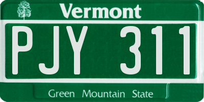 VT license plate PJY311