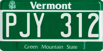 VT license plate PJY312