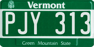 VT license plate PJY313