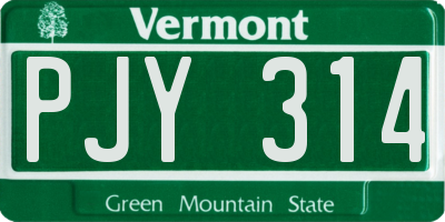 VT license plate PJY314