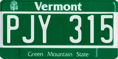 VT license plate PJY315
