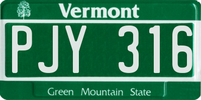 VT license plate PJY316