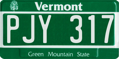 VT license plate PJY317