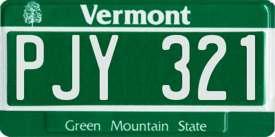 VT license plate PJY321