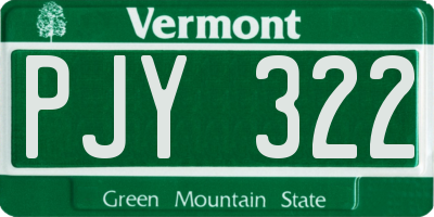 VT license plate PJY322