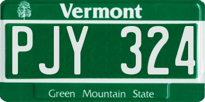 VT license plate PJY324