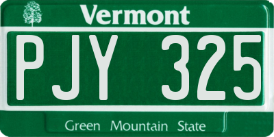 VT license plate PJY325