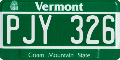 VT license plate PJY326