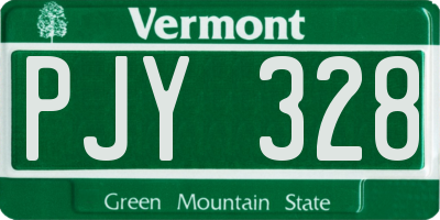 VT license plate PJY328