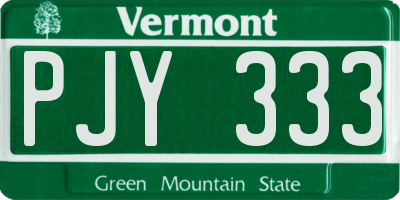 VT license plate PJY333