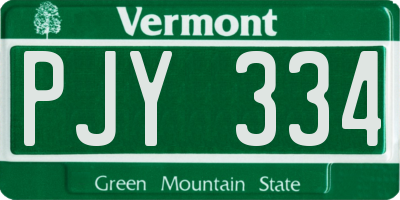VT license plate PJY334