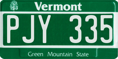 VT license plate PJY335