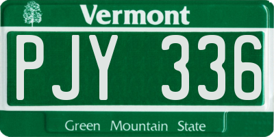 VT license plate PJY336