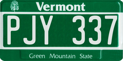 VT license plate PJY337