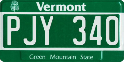 VT license plate PJY340