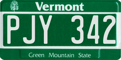 VT license plate PJY342