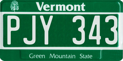 VT license plate PJY343