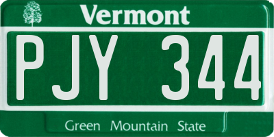 VT license plate PJY344