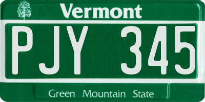 VT license plate PJY345