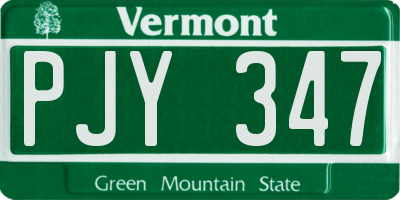 VT license plate PJY347